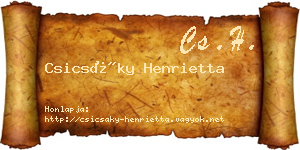 Csicsáky Henrietta névjegykártya